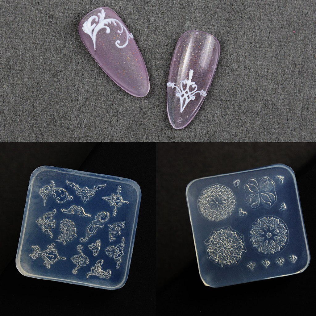 1pc ulga 3D akrylowe formy Totem silikonowe paznokci dekoracje artystyczne koronki paznokcie DIY skrzydło szablony Nail Art Rose Nails Mold