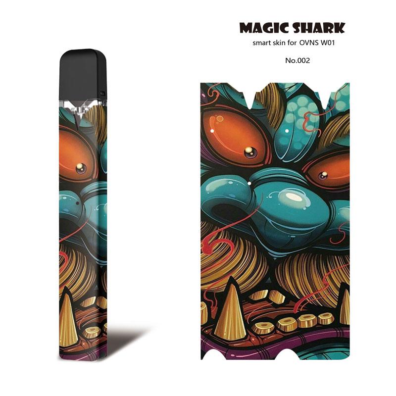 Magic Shark Monsters Cat Fish Dog Pirate Skull Stereo PVC Ultra Thin Film Cover Pod Case Sticker For OVNS W01: 002