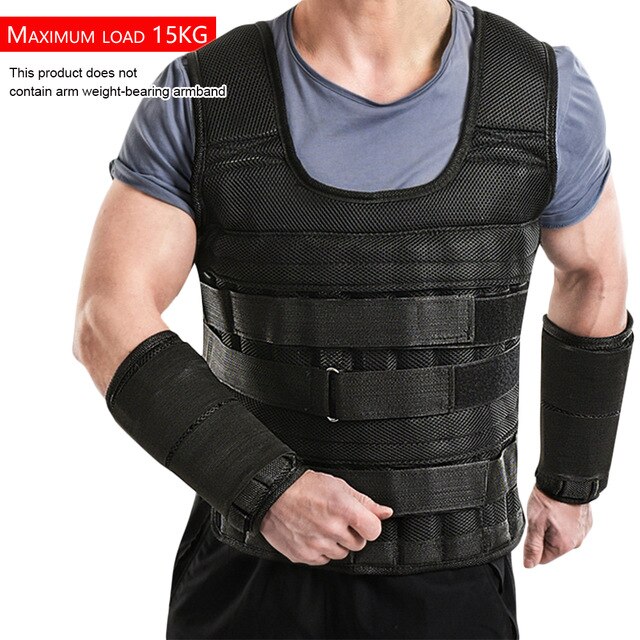 Chaleco deportivo con agujeros para entrenamiento de boxeo, chaleco transpirable y ajustable a prueba de golpes con carga de 15-35kg: Negro