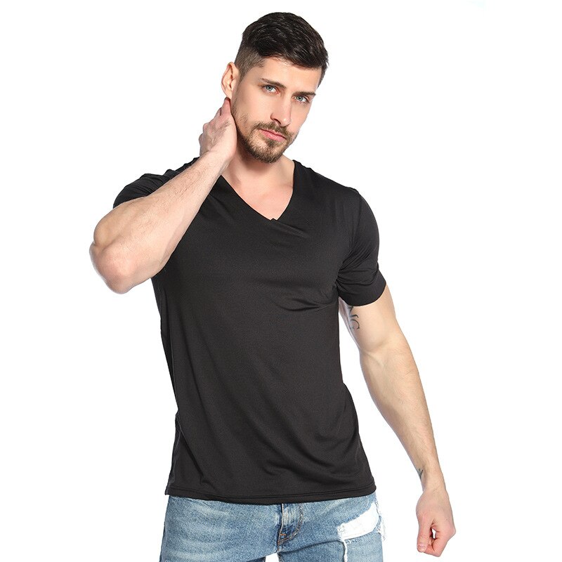Nouveaux hommes coton T-shirt survêtement sport maigre T-shirt hommes gymnases Fitness musculation entraînement hauts blancs vêtements