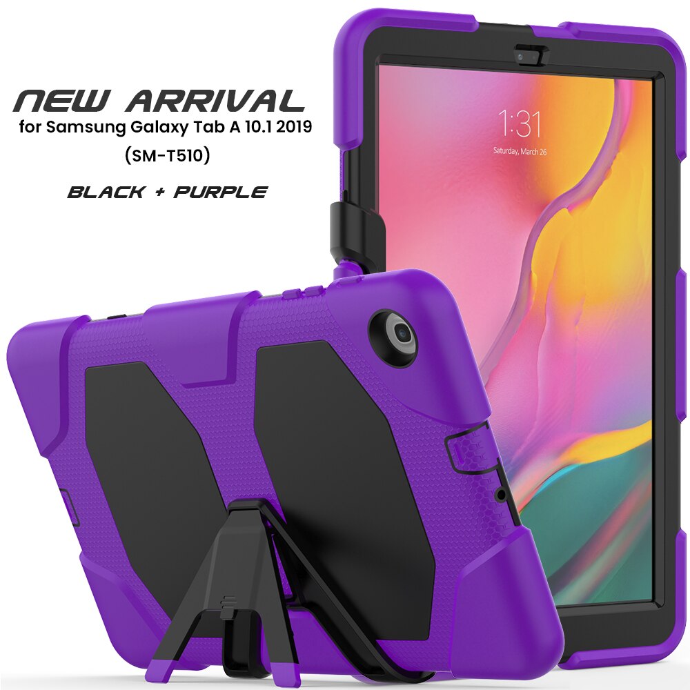Hoesjes voor samsung galaxy tab  a 10.1 hoes afneembare kickstand siliconen schokbestendige tablethoes voor galaxy  t510/t515: Paars