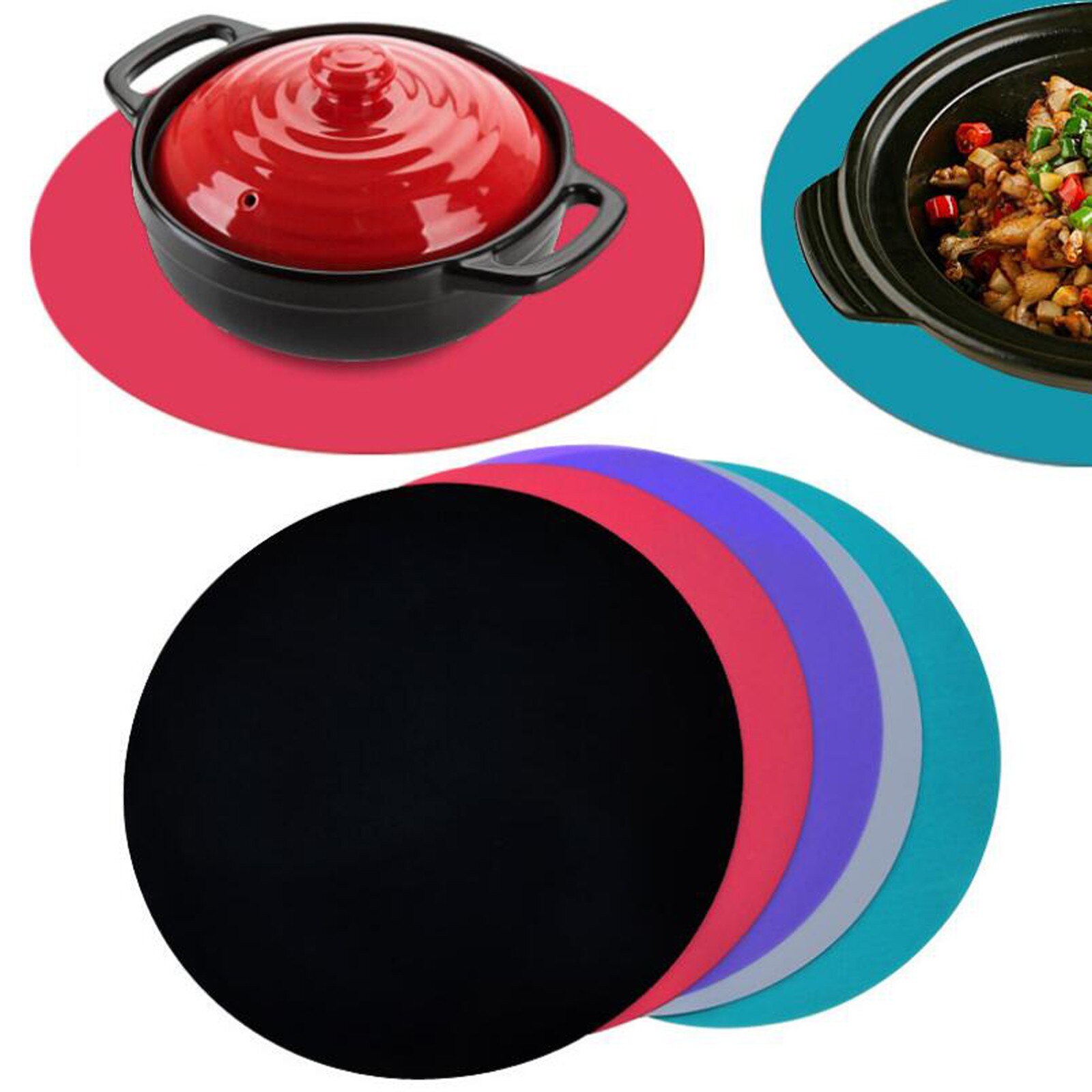 Silicone Induction Cooker Cooker Mat Non-Slip High Temperature Induction Mat Protective Heat Insulation Black Pot Mat