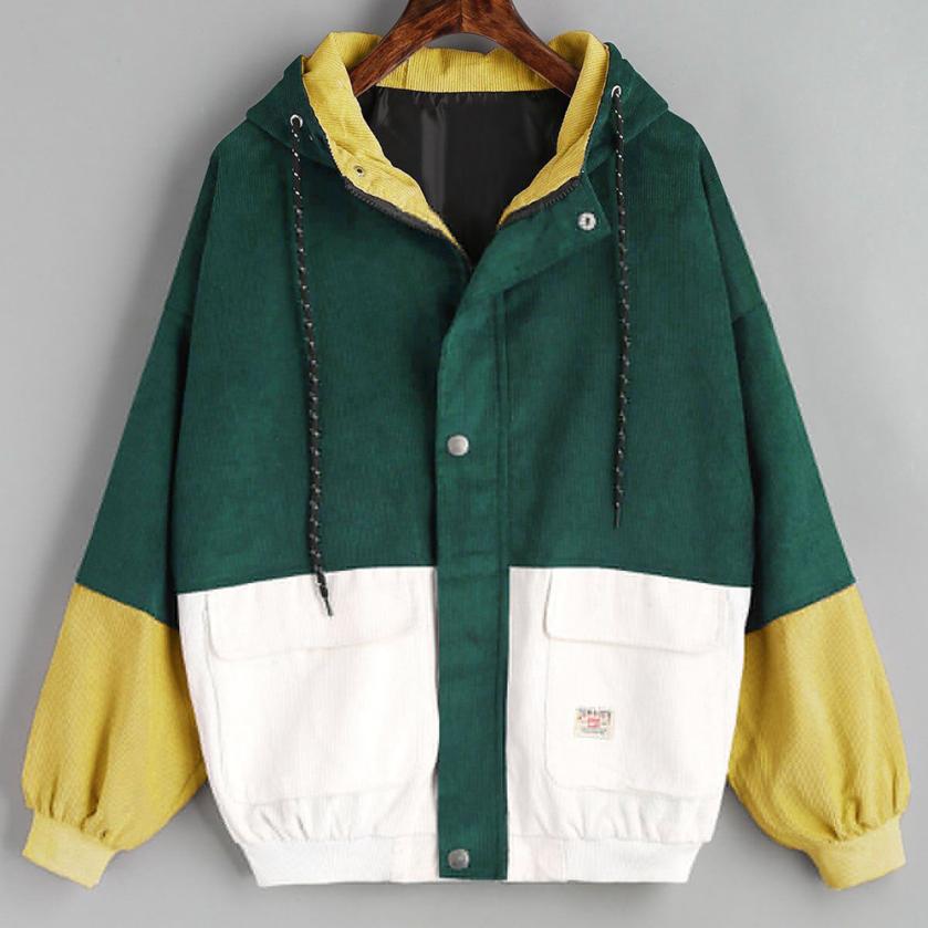 Windjack Jassen en Jassen Vrouwen Bovenkleding Jassen Lange Mouwen Corduroy Patchwork Oversize Rits Jas: 2 / S