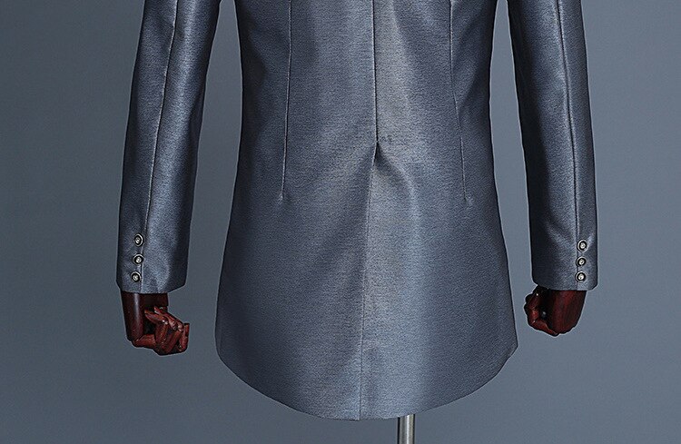 Black Tailcoat Suit Men Wedding Groom Prom Tuxedo Suits Men Party Nightclub 2 Piece Suit (Jacket+Pants) Stage Singer Costumes