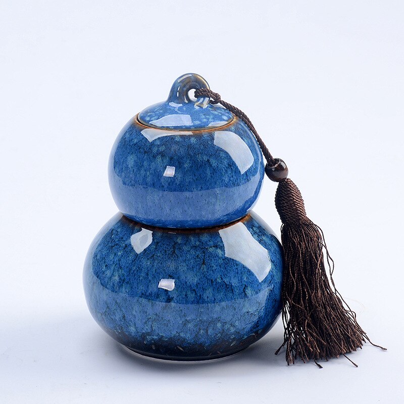 Gourd Ceramic Porcelain Tea Caddy Teaware Kiln Turned Pot Household Sealed Storage Pot Tea Storage Tea Container Tea Cans: B5