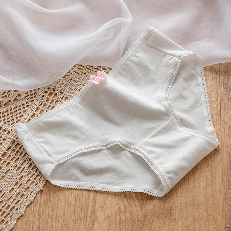 Nuovo intimo 5 pz/borsa nuovo cotone bella vita media slip mutandine ragazza bianco adolescenti intimi studenti l-xl