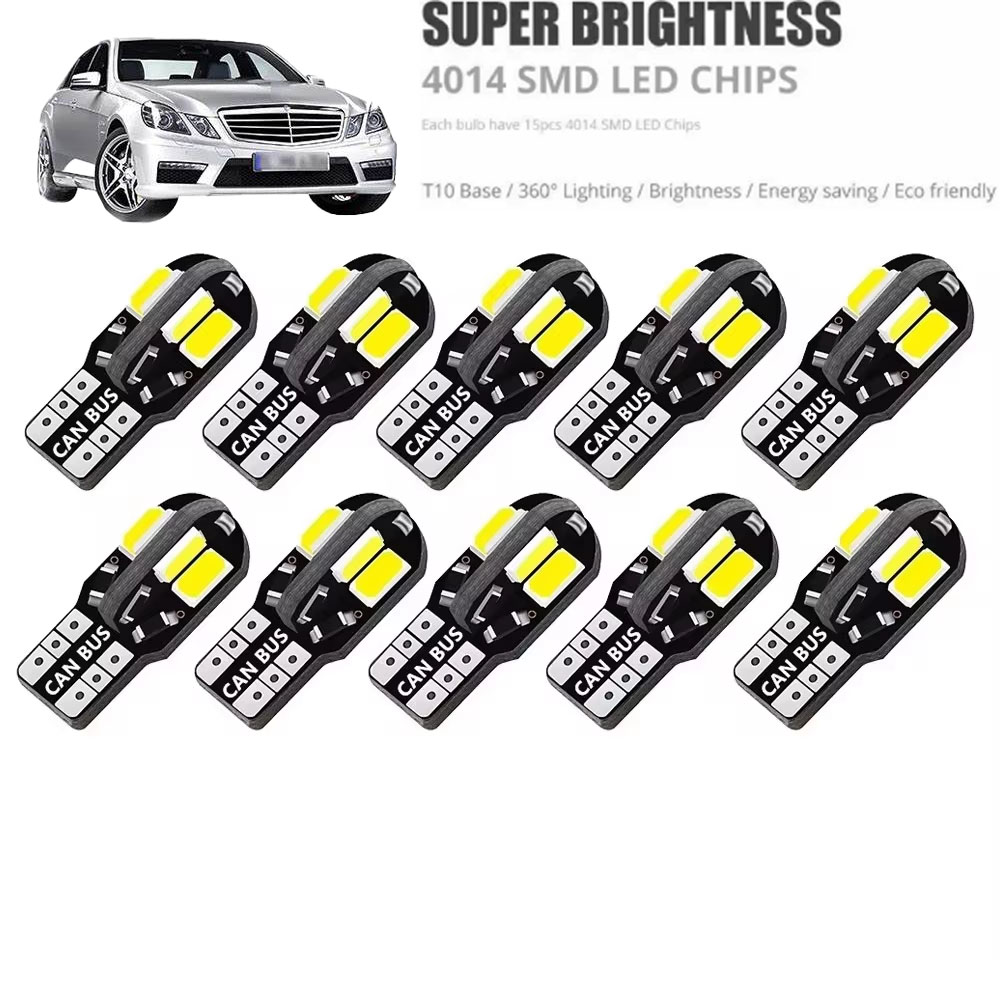 10 stk.  w5w t10 led canbus uten feil 5 w 5 12v 2w 600lm supersterkt bilinteriør sidelys  l22 lys 194 3030 smd bilpære hvit gul rød