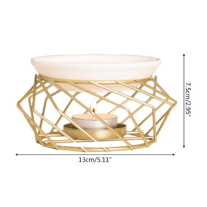 Quemador de aceite aromático, soporte de vela de aceite esencial de cerámica geométrica, calentador de cera para derretir fragancia para decoración de la Oficina y el hogar