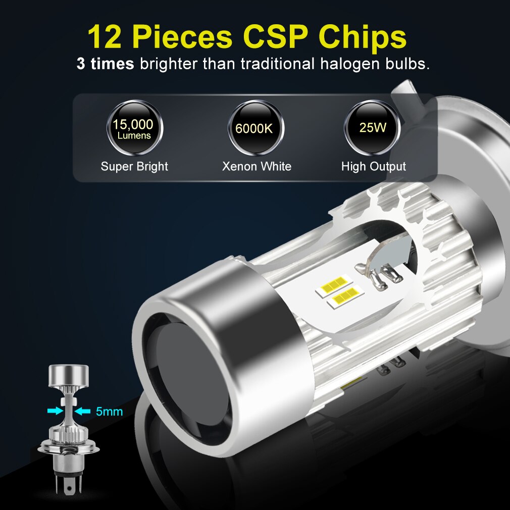15000Lm H4 Led Moto H6 BA20D Led Motorfiets Koplampen Csp Fan Cooling Hi Lo Lamp Scooter Accessoires Mistlampen wit 12V