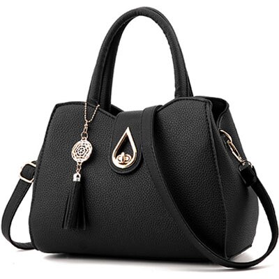 Sac à main à pompon pour femmes, sacoche à paillettes de gouttelettes d'eau, sac à bandoulière de grande capacité, sac à épaule de de styliste ZHP01: Black