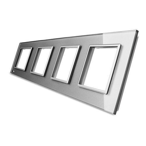 Livolo luksus hvidt krystalglas switch panel , 294mm*80mm,  eu standard, firdobbelt glaspanel til stikkontakt  c7-4sr-11: Grå