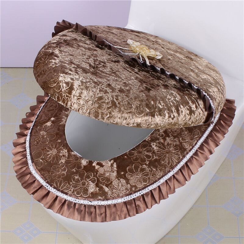 2 pcs/set Overcoat Toilet Case Universal Thicked Toilet Seat Cover Warm Plush Toilet Cover Seat Lid Pad For Bathroom Decoration