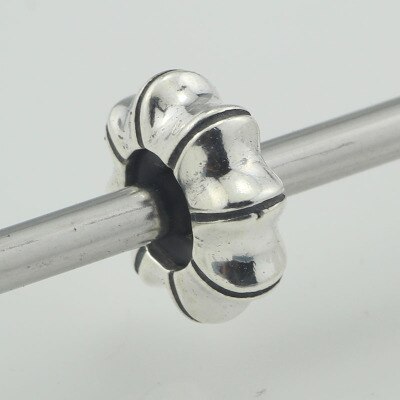 Authentic 925 Sterling Silver Spacer Stopper Heart Flower Bead Charm Fit European Style 3mm Bracelet Jewelry: TBS219-1