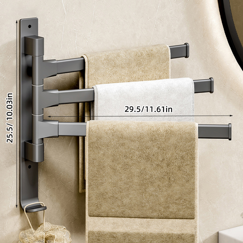 180° Rotatable Towel Holder Space Aluminum Shower Room Towel Hanger Multifunctional Storage Organizer For Bathroom Accessories: PURPLE
