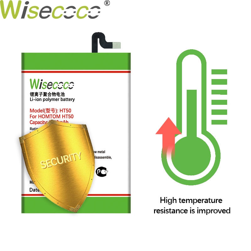 Wisecoco 6700mAh Battery For HOMTOM HT50 HT 50 Battery Cell Phone Built-in Battery Replace +Tracking Number