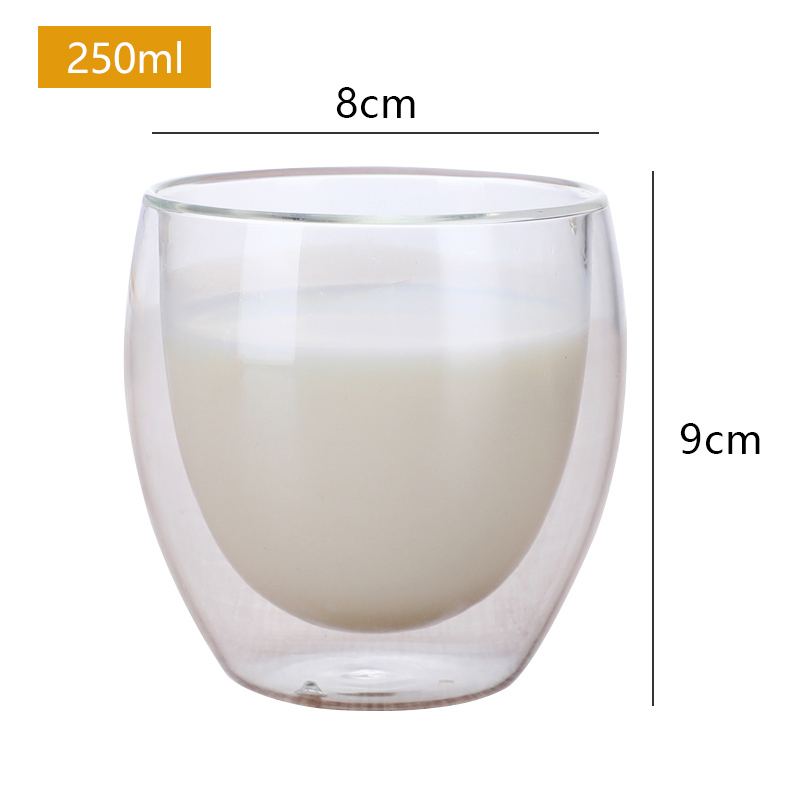 Heat Resistant Double Wall Glass Cup Coffee Mug Double Layer Reusable Carafe For Juice Milk Tea Beer Wine Beverage Latte Dessert: 250ML CB271-C