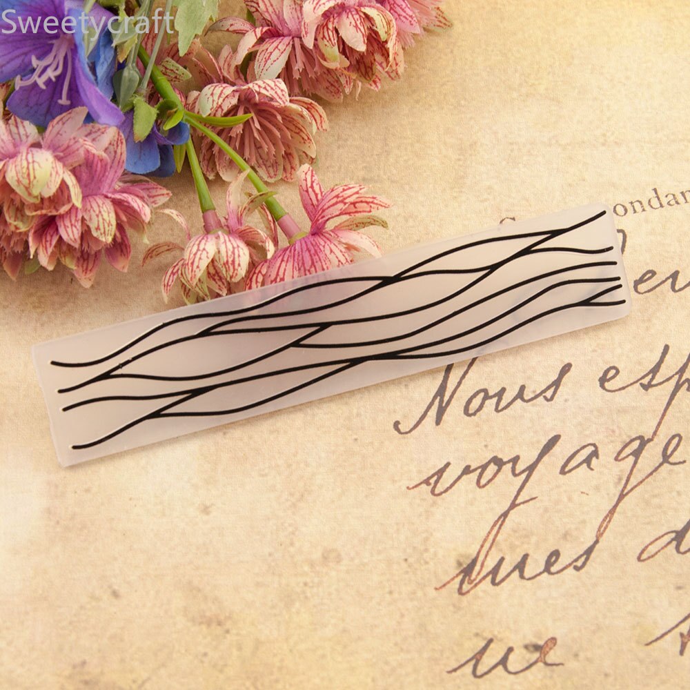 Wave Line Pattern Stencils Plastic Embossing Folders for DIY Scrapbooking Paper Craft/Card Making Decoration Supplies 15x3cm