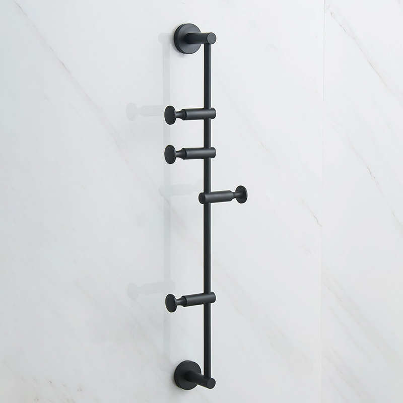 Ellen Roterende Handdoek Haak Badkamer Hardware Slaapkamer Doek Hanger Muur Kapstok Zwarte Goud Afgewerkt ELS05: Black-4 Rotation