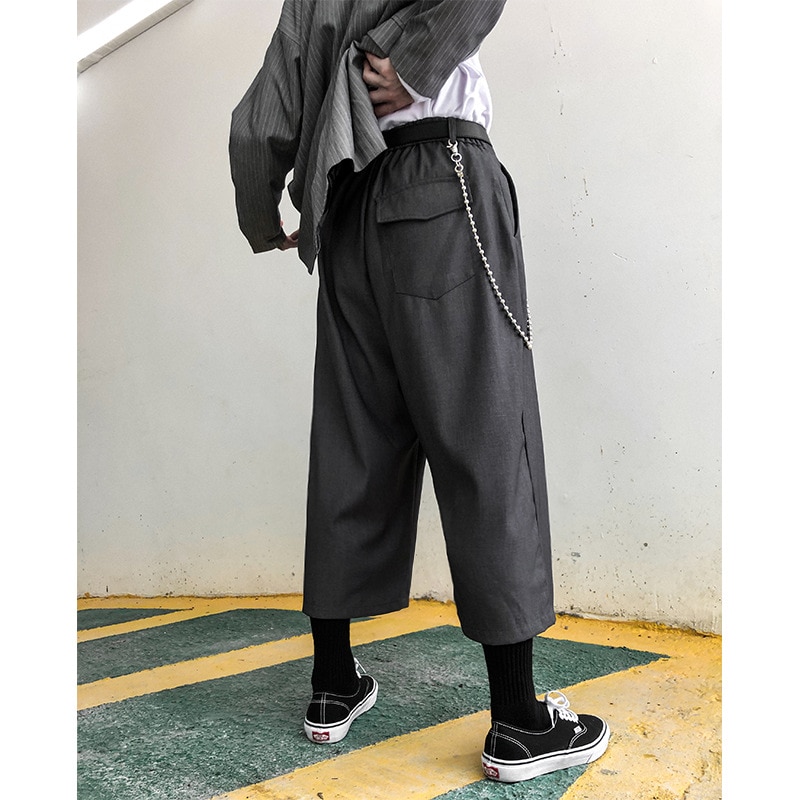 UNCLEDONJM hommes été pantalon mollet-longueur pantalon coupe ample taille droite respirant solide pantalon décontracté pour YYS-XK001