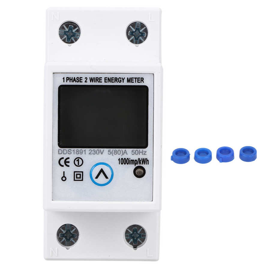 Single Phase Meter Accuracy Large Screen Multifunction Middle Button Reset DDS1891 2P Rail Energy Meter