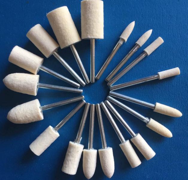 12 stk dremel tilbehør 2.35mm skaft uld polering slibehoved metaloverflade polering filthjul til roterende smykkeværktøj