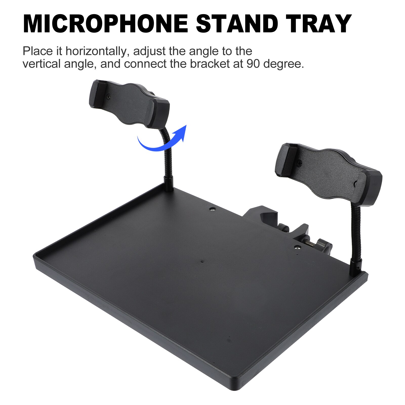 Mic Stand Tray Sheet Stand Clamp-on Dual Phone Stand Tray Shelf Holder