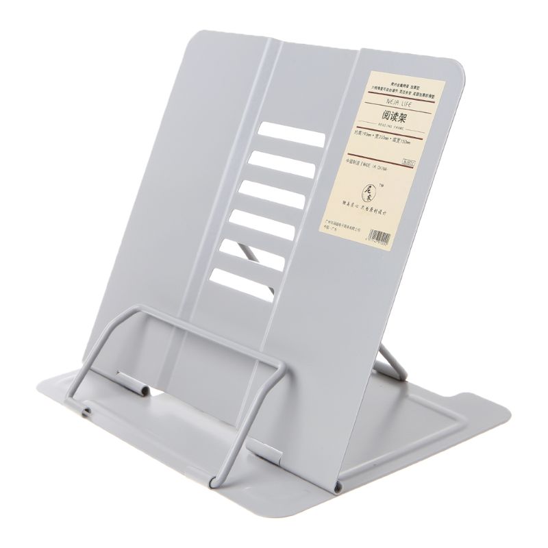 Portable Metal Adjustable Reading Book Holder Support Document Shelf Bookstand: Grey