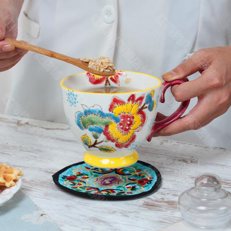 nordisch Kaffee Tasse Frühstück Tasse Hand Gemalt Suppe tasse Kreative Keramik Becher Getreide becher Wasser Tassen Erleichterung becher CL09282206