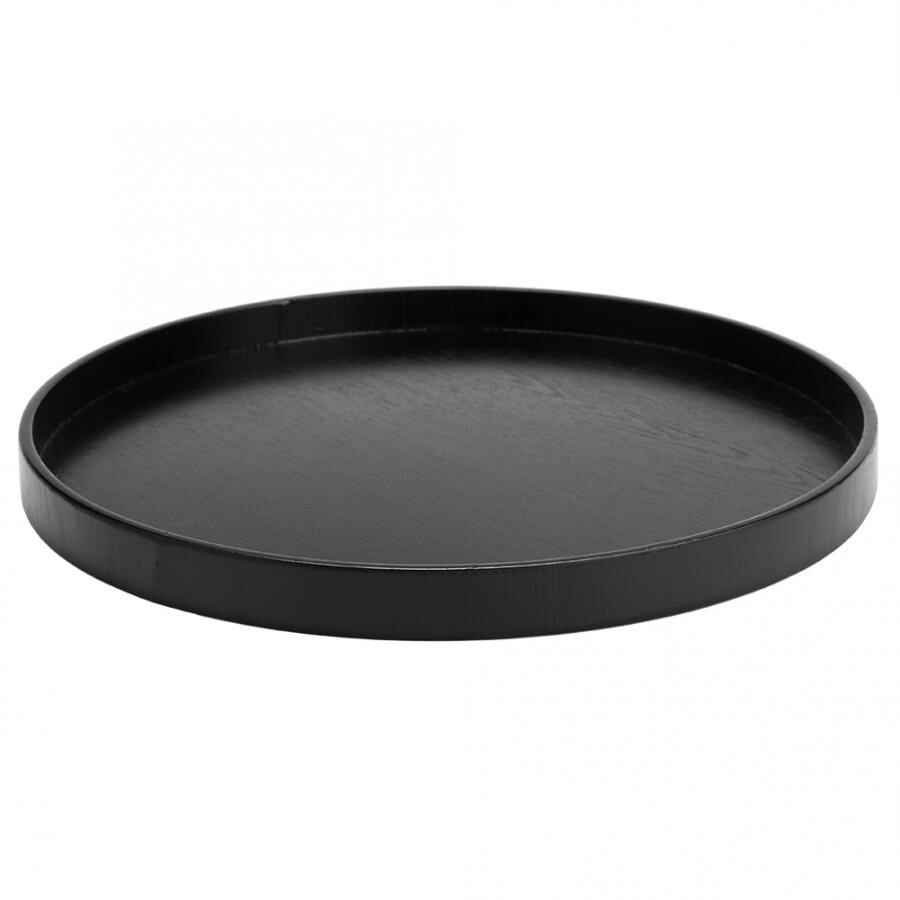 Black Anti-slip Wooden Tray Round Tea Tray Serving Tray Home Kitchen Shop Office Bar Tea Tray Food Cake Container