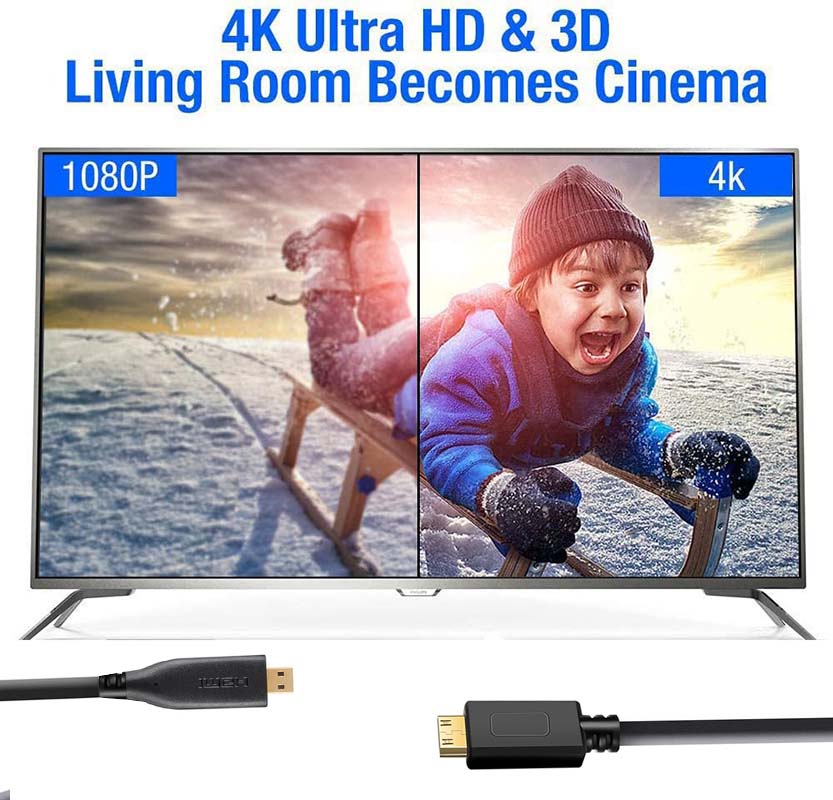 Bidirektionales Mikro-HDMI-auf-Mini-HDMI-Kabel 4K 60Hz Mini-HDMI-auf-Mikro-HDMI-Kabel für GoPro Held Himbeere Pi Retroid Tasche