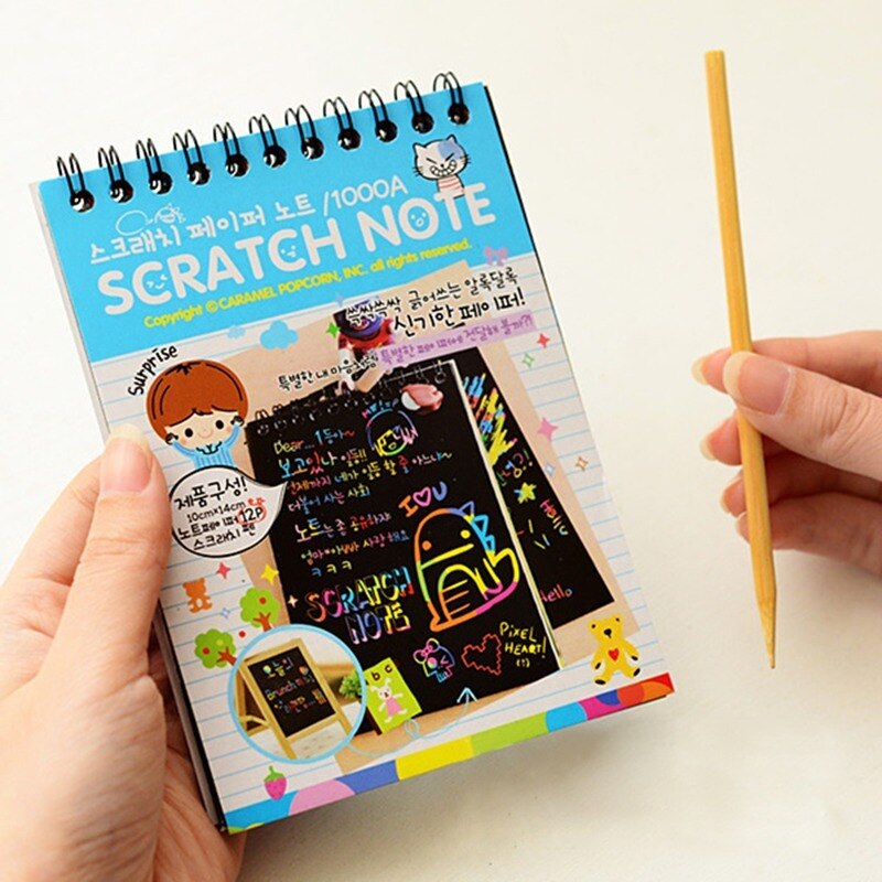 Schrijven Papier DIY Kinderen Educatief Speelgoed Fun Doodling Scratch Kids Graffiti Kleurrijke Zwart Creatief Met Houten Stok