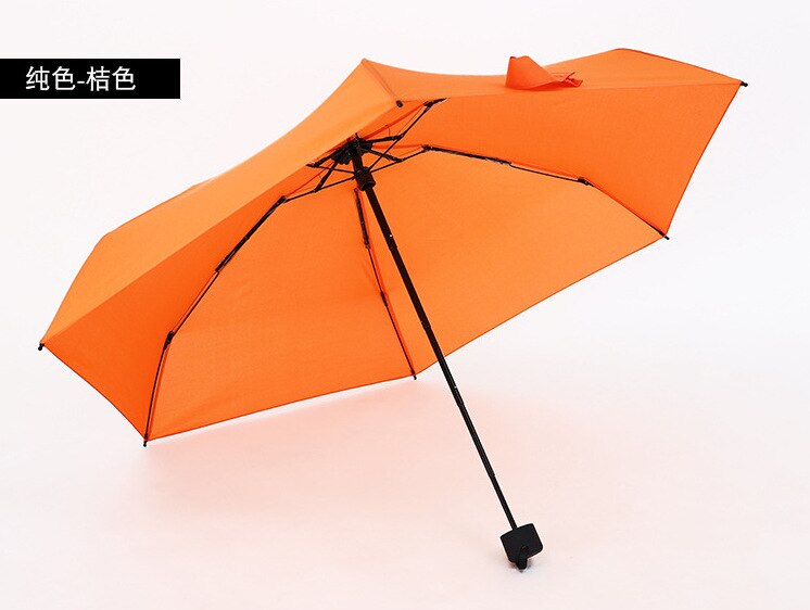 5 ganger parasoll flat lys lomme lett paraply parasoll sammenleggbar flerfarget paraguas plegable mujer mini paraplyer: Oransje