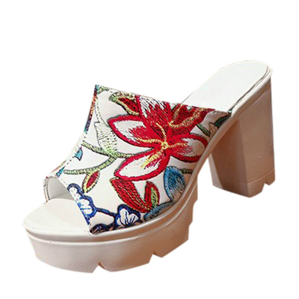 Wdhkun sko kvinder platform kile sandaler blomstret peep toe sko gummi strand sandaler sommer damer afslappet flatform sandalia