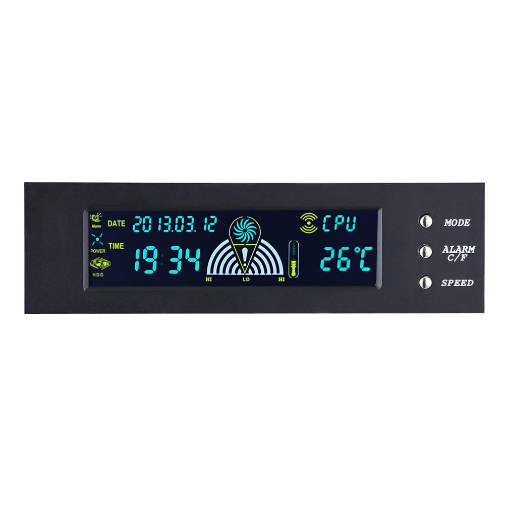 5.25 Inch PC Bracket 3 Pin Temperature Display Durable Computer Cooling LCD Front Panel Adjust Fan Speed Controller