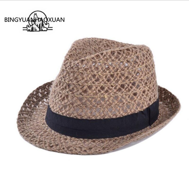 BINGYUANHAOXUAN Zomer Stijl volwassen Zonnehoed Strand Hoed Fedora Trilby Straw Zonnehoed Panama Hoed Gangster Cap Fit Voor Meisje Vrouwen