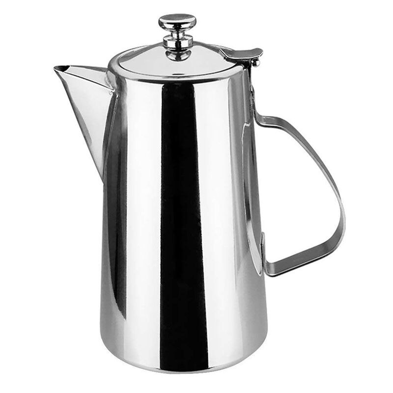 Pitcher Stainless Steel Water Carafe with Lid for Coffee Milk Beverage - Short Spout, 2L: Default Title