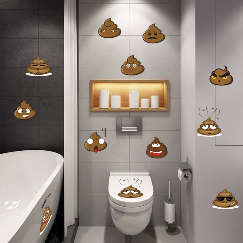 Cute Funny Poop Silhouette Toilet Stool Sticker For Bathroom Toilet Decor Removable Waterproof Wallpaper Wall Decals Home Decor