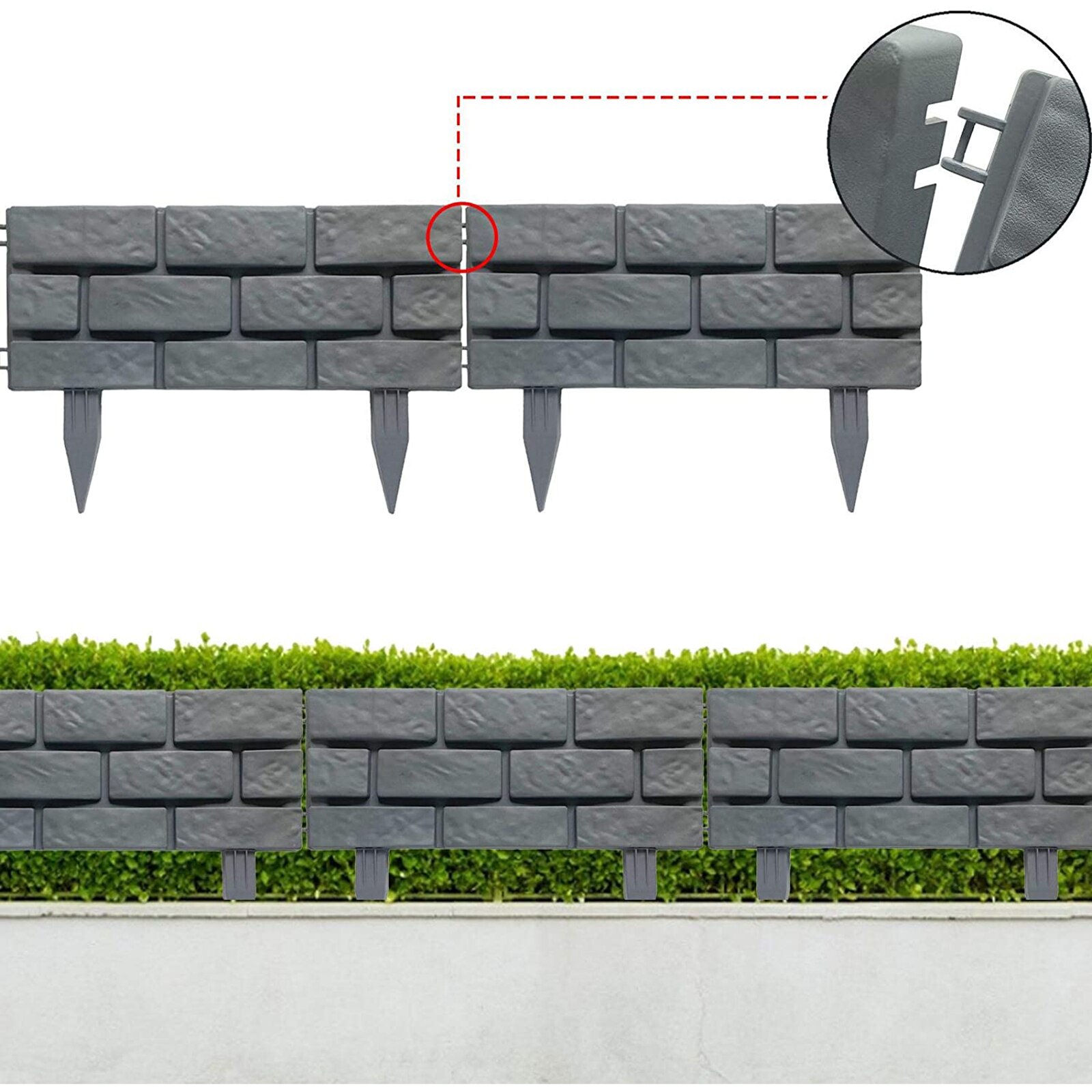 4Pcs Tuin Grens Imitatie Baksteen Effect Afneembare Splicing Hekwerk En Niet Bederfelijke Duurzaam Outdoor Decoratie