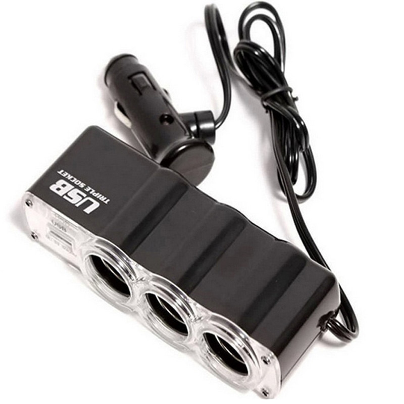 1 Usb Charger Supply En 3 Socket Sigarettenaansteker Extender Splitter Bluetooth Auto Zender Трансмитер В Автомобиль: Default Title