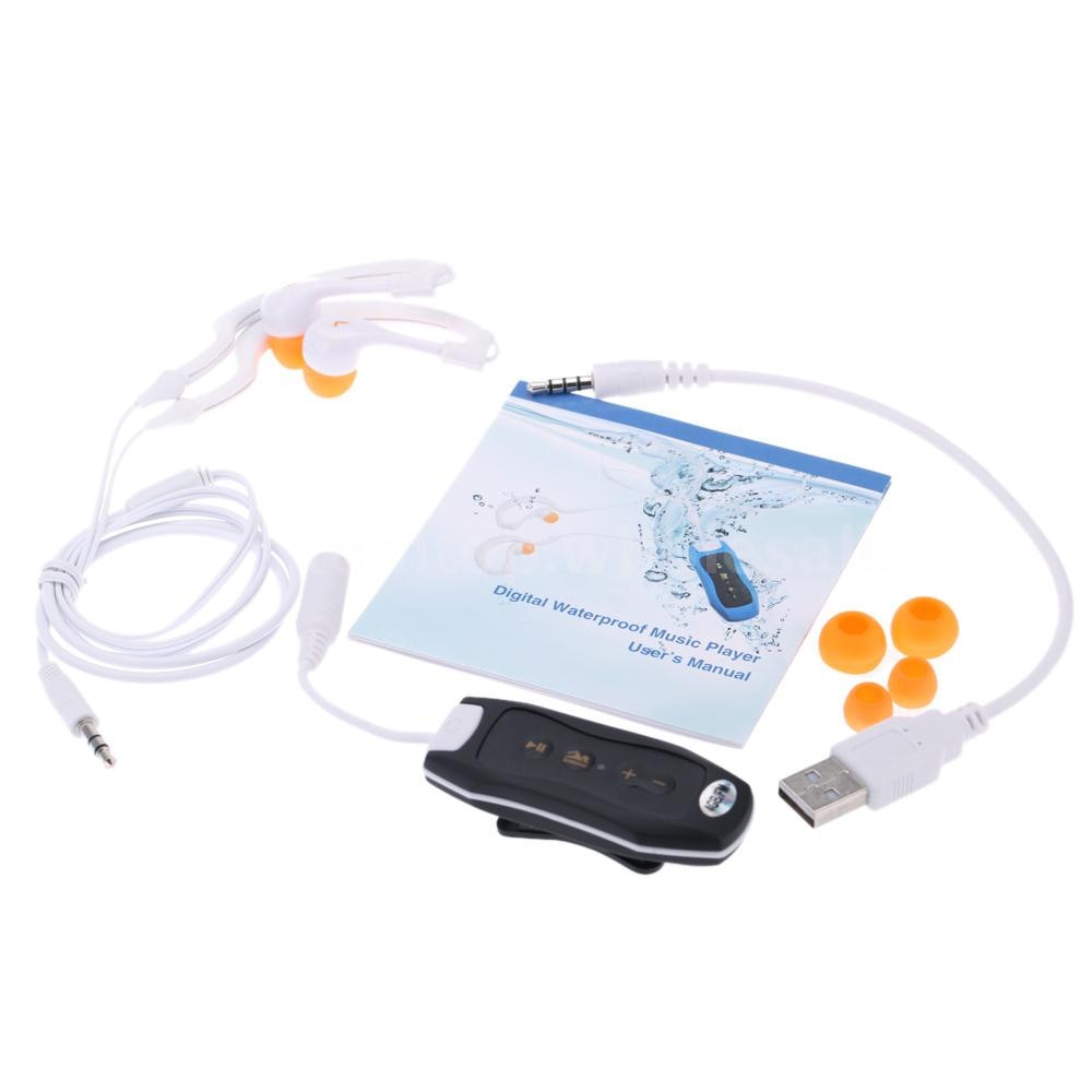 Sports 4GB Clip Waterproof IPX8 Mp3 Player FM Swimming Diving + Earphone#T2