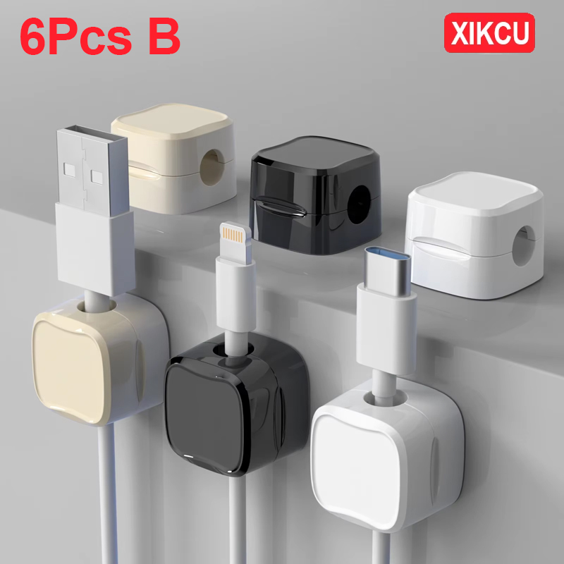 XIKCU 6 Stück Kabel-Organizer, magnetische Steckerbox, Silikon-Kabelaufwicklung, flexible Kabelmanagement-Clips für Maus, Kopfhörer: green