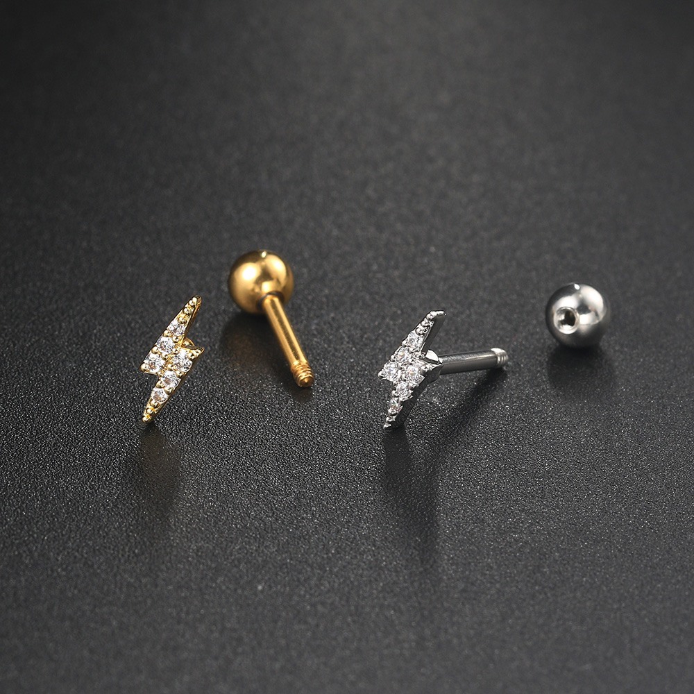 Daith Piercing Bliksem Oorbellen Voor Vrouwen Sieraden 1Pc Gold Kleur Tragus Helix Septum Piercing Kraakbeen Ear Rvs