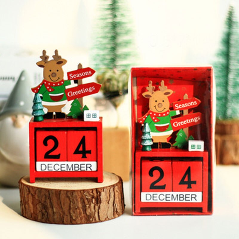 Calendario Vintage perpetuo Manual de madera, accesorio de escritorio para oficina, de Navidad, decoración del hogar: 3