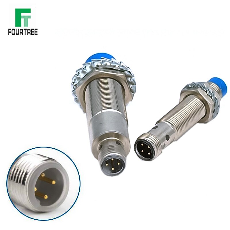 M12 Plug-in Proximity Sensor Metal Inductive Approach Switch With Air Plug Detect Distance 2mm 4mm PNP/NPN NO NC 4 Cores