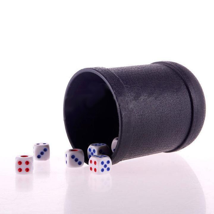 1Pc Zwart Plastic Dice Cup Met 6 Stuks Dobbelstenen Ktv Pub Casino Party Game Toy Set Kit grote Voor Farkel Game