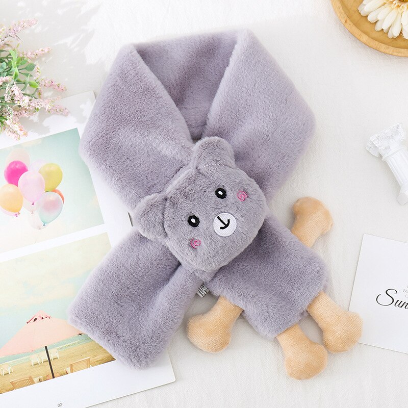 Bavoir couvre-chef en peluche pour femme, Version coréenne, court, , dessin animé, mignon, pour garçons et filles, étudiant et enfant, mignon, D54: Grey bear
