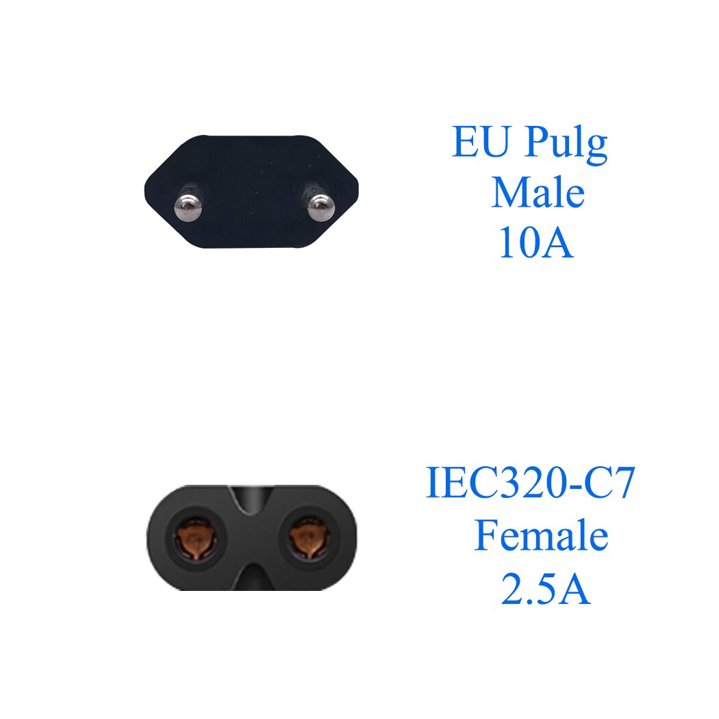 JORINDO EU TO IEC320 C7 conversion plug, European 2 Pin to IEC 320 C7 RIght Angle AC adapter