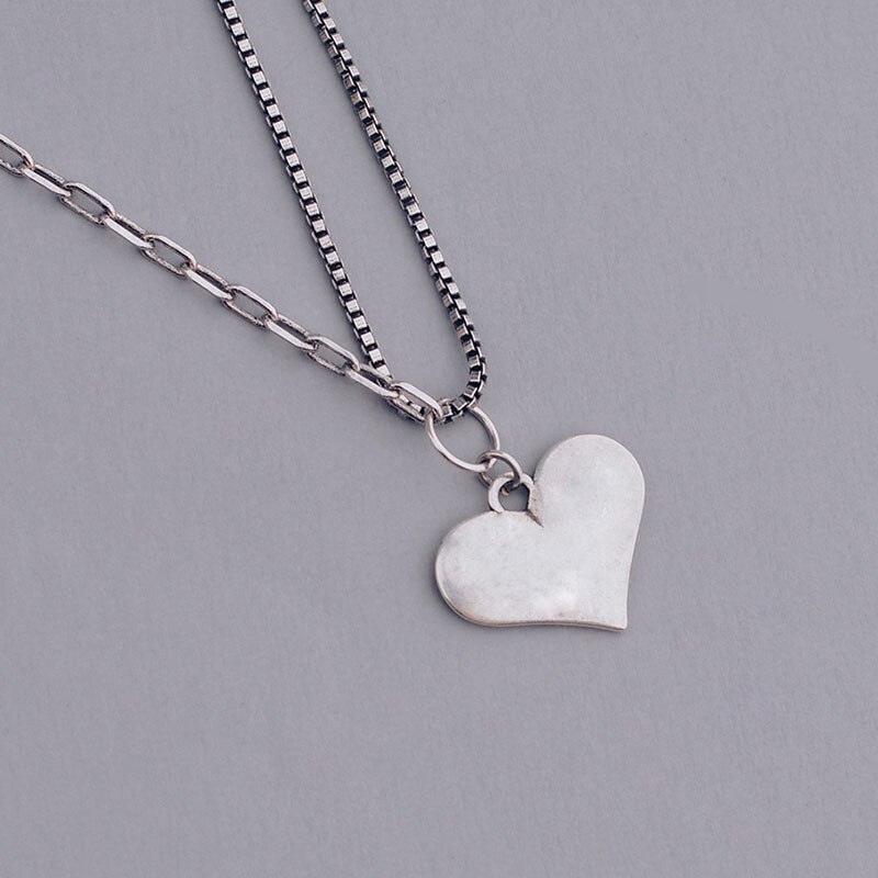 Foxanry 925 Sterling Silber Halskette für Frauen Trend Punk Jahrgang Süße Liebe Anhänger Schlüsselbein Kette Partei Schmuck Geburtstag