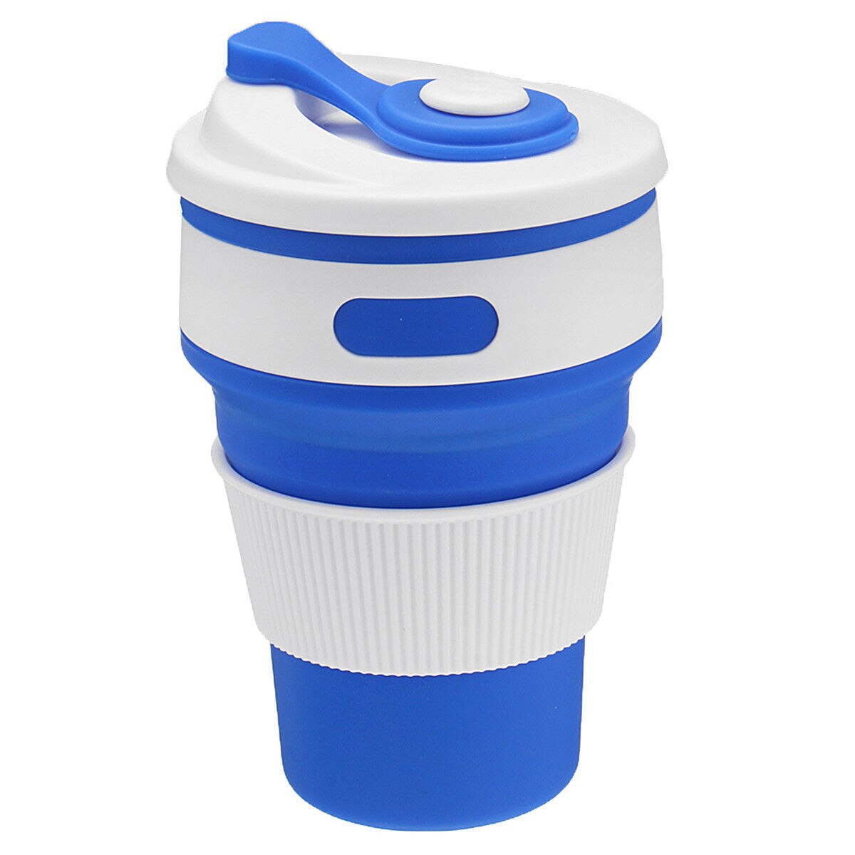 6 farver sammenklappelig kaffekop silikone krus til vandring genanvendelig bærbar cykel vandre vandflaske: Marine blå