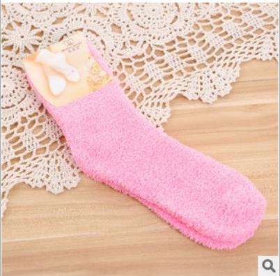 Winter Cute Fuzzy Socks Candy Color Soft Women Fluffy Socks Coral Velvet Warm Sleep Floor Socks yellow blue: Red